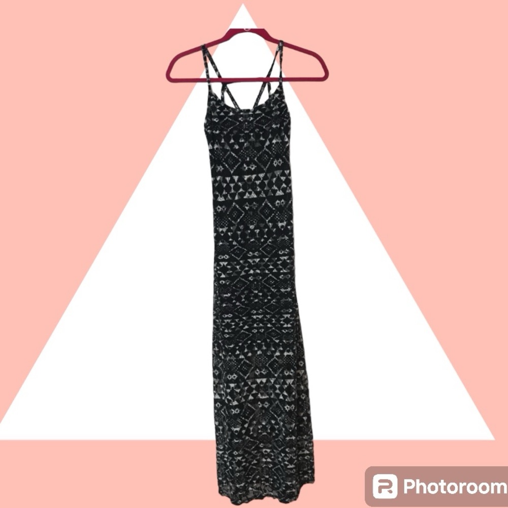 FIRE LOS ANGELES Long Black and White Print Dress